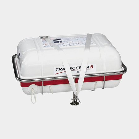 Soporte para balsa salvavidas / cuna Plastimo Deck-Mount Cradle with Straps Type D, montaje horizontal en cubierta, para Transocean OSR Plus 10, 