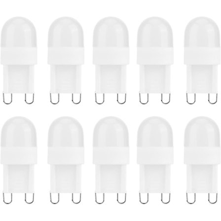 10 stk LED-dæmpbare pærer, G9 150LM 1,5W 2LED Varmt lys Øjenbeskyttelse LED-pærer, 30 Watt Halogenækvivalent til lysekrone væglampe