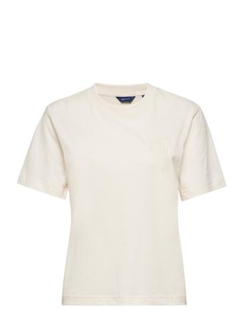 D2. Tonal Emb Quadrat T-Shirt Cream GANT