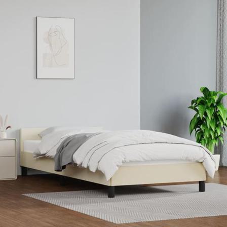 Vidaxl Sängram Med Huvudgavel Gräddvit 90x190 Cm Konstläder Kräm