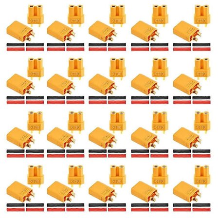 20 par XT30-kontakter med 40 stk krympestrømpe for RC-batteri
