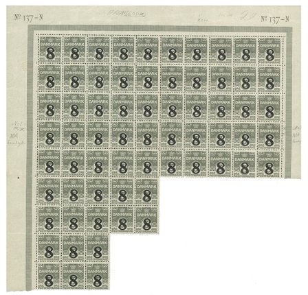 Danmark - AFA 117 ubrugt 8 øres provisorie i 66-blok