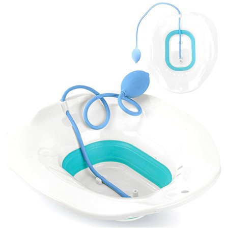 Pochik Sitzbad, Sitzbad for Hemoroider, Sitzbad for Toalettsete, Etterfødselspleie, Sitsbadsett for Kvinner, Sammenleggbar, Spyleslange