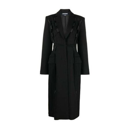 Jacquemus, Belted Coats Zwart, Dames, Maat:M,polyester