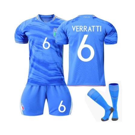 (Italien hemmatröja 2023/24 Verratti #6 fotbollströjasatser för barn, vuxna XXL(190-200CM)