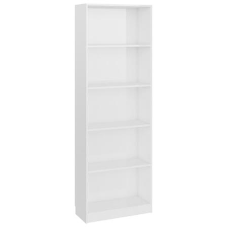 Vidaxl Bokhylla 5 Hyllor Vit Högglans 60x24x175 Cm Konstruerat T Vit