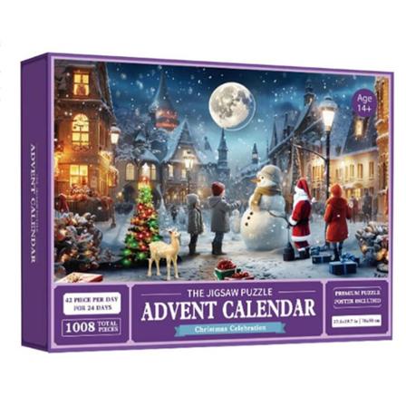 Julepuslespill, 1008 brikker julekalender, puslespill, 24 dager med juleferiepuslespill A L