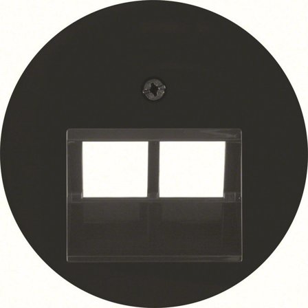 Hager 14092045 Centrumbricka 2 x datauttag, R.1/R.3/R.C Svart, Strömbrytare & vägguttag