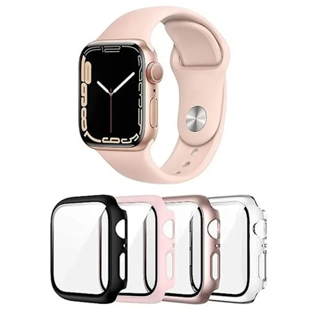 5-pack Glas+Fodral+Armband för Apple Watch armband 44mm 45mm 40mm 41mmm 38 42mm 44mm 45mm Silikon iWatch serie 4 5 6 se 7 8 9 armband