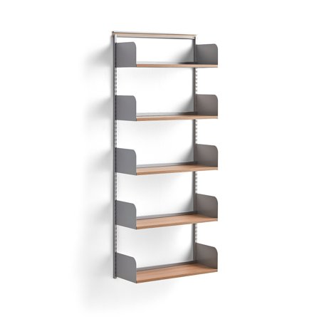 Wandregal SHAPE, Grundmodul, 1951 x 800 x 300 mm, Laminat Eiche/alugrau