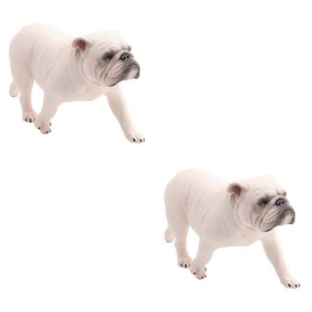 2 kpl Realistinen PVC-koirahahmo kotiin ja toimistoon koristeeksi, viehättävä bulldog-malli lasten leikkeihin ja lahjaidea [HK]
