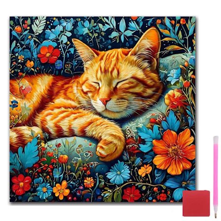 Diamond Art Kits til voksne, Kat Diamantmaleri Kit, Fuld Drill Runde Kat Diamant Art Kits, DIY Gem Art og Håndværk til Hjemmevæg Dekoration Gave 