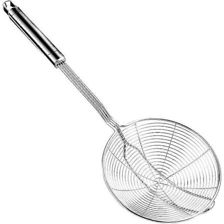 Stål Spindel Sil Slev, Spindel Silar för Matlagning och Fritering, Sil Sked Diameter: 13,7 cm, Total Längd[YJD]