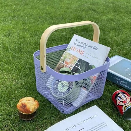 Metal Mesh Stål Kurv Opbevaringskurv LILLA