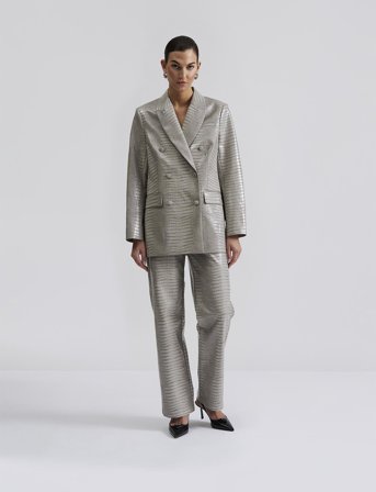 Malina Daphne Straight Leg Metallic Pants - Grey - XS x 105