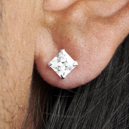 Orecchino quadrato da 6 mm in zirconia per uomini - Orecchini a bottone