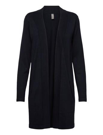 Cuannemarie Long Cardigan Stickad Tröja Cardigan Svart Culture