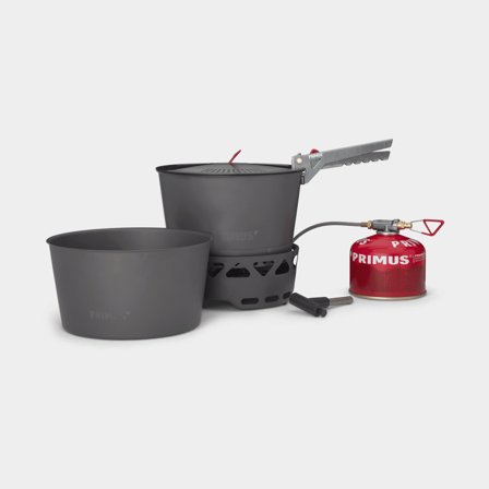 Cocina portátil de gas / cocina de tormenta Primus PrimeTech Stove Set II, 2000 W, con encendido piezoeléctrico + 2 cacerolas (2 x 2,3 litros) + 1 