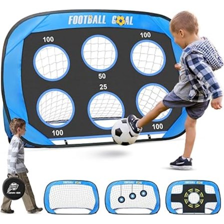 Sammenleggbart fotballmål for barn med vegg og bæreveske, fotballmål for voksne og barn, underholdning og trening for hage og strand