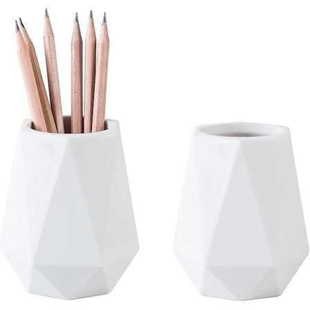 Silikone Penholder Stativ Til Skrivebord Sød Geometrisk Skrivebords Blyantskop Potte Til Børn Skrivebordsarrangør Makeup Penselholder