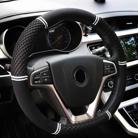 Svart vit rattöverdrag bil, universell 15 tum vävd ste