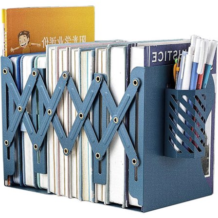 Justerbar Bogreol Metal Bogstøtter Egnet til Tunge Bogreoler Skridsikker Bogkasse Skrivebord Bogholder Blå