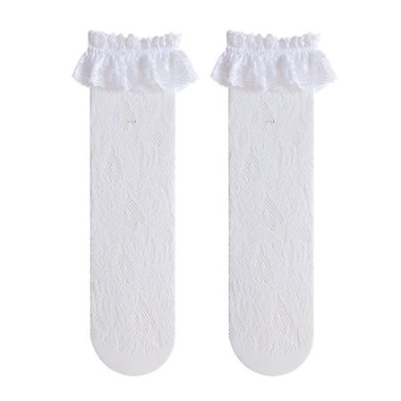 4 stk. Dame Ruffle Cuff Lace Anklet Sokker, hvit