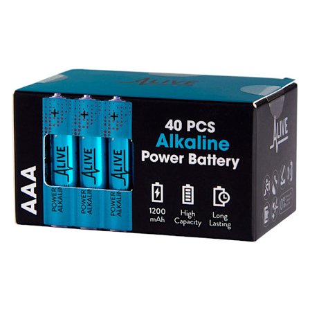 40-pak AAA alkaliske batterier