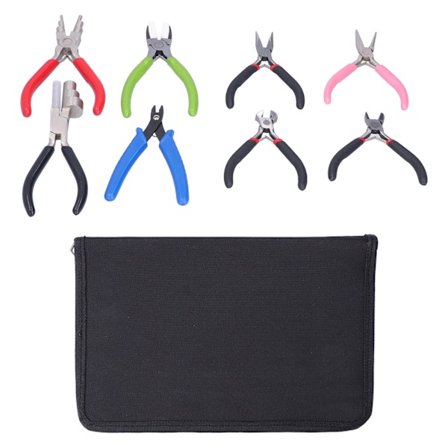 8-delt tangsett med høyt karbonstål, nåletang, diagonal, smykkekrimping, vikling, kutting