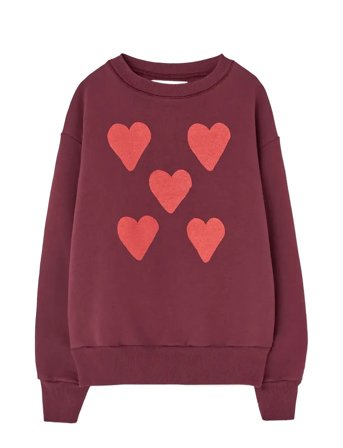 THE ANIMALS OBSERVATORY Hearts Browned Farnet Bear Sweatshirt - Burgundy - 4 Y