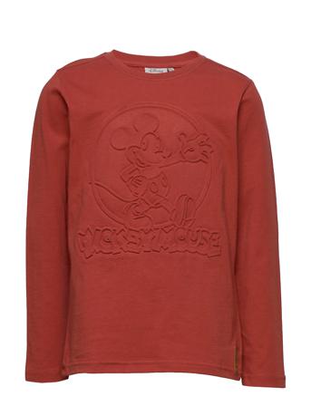 T-Shirt Mickey Embossed T-shirts Long-sleeved T-shirts Rød Disney By Wheat