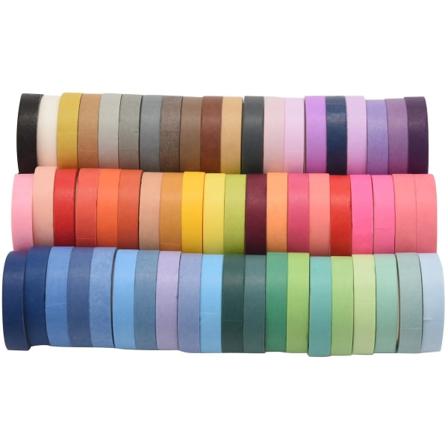 60 stk/sett Grunnleggende ensfargede Washi Tape Regnbue Maskeringsteip Dekorativt Limteip Klistremerke Scrap