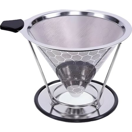Genanvendeligt kaffefilter rustfrit stål nye huller 1x4 permanent filter camping barista espresso[D]