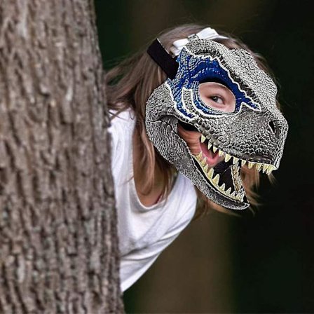 Yaju Dinosaurmaske Jurassic World Raptor Dinosaur Tilbehør Dino Cosplay Rekvisitter Festival Karneval Gaver (1 stk, blå)