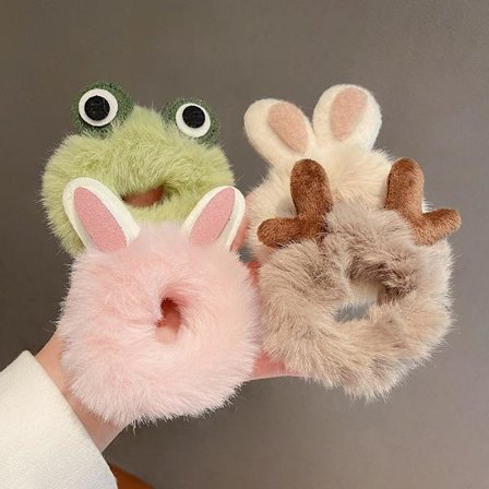 4 stk. søde plys hårbånd scrunchies hårbånd toddler søde fuzzy elastiske h