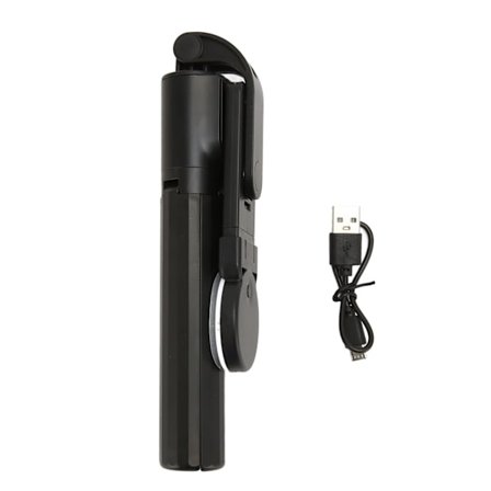Selfiepinne med avtagbar LED-lampa, telefonstativ, förlängbar upp till 68 cm, med fjärrkontroll, svart