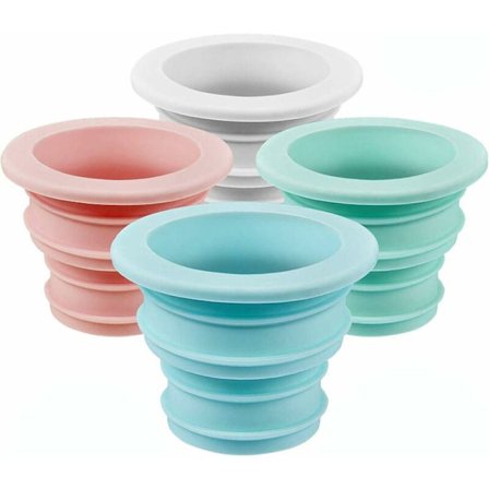 4 stk. forseglingsprop, propper silikonedeodorantkegle, til køkkenrør og kloak til vaskemaskine (blå, pink, hvid, grøn)-