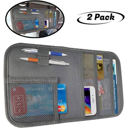 2 stk Grå Solskjerm Organizer, Bil Interiør Registrering, Forsikring