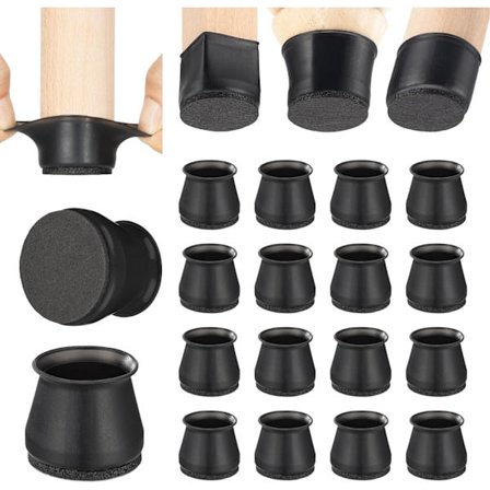 Stolbeinsgulvbeskyttere - 16 stk Svart - Filtbunn Silikon P