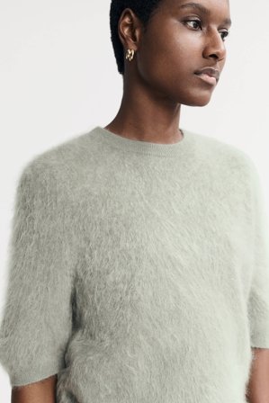 Soft Goat - Brushed Short Sleeve - Women cashmere sweater - M - Sage Green