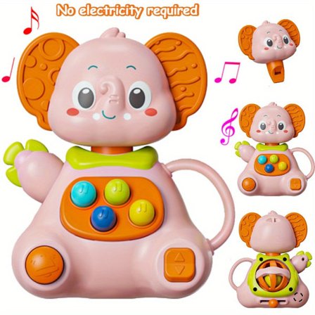 Bedårande och engagerande handhållen skallra för bebisar, med en pusseldesign med en elefant eller ett rådjur. Tillverkad av ABS-plast, denna 