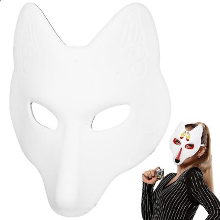 Hvit tom maske revemaske håndmalt japansk stil DIY håndverk maske for Halloween maskerade kostyme cosplay Better1