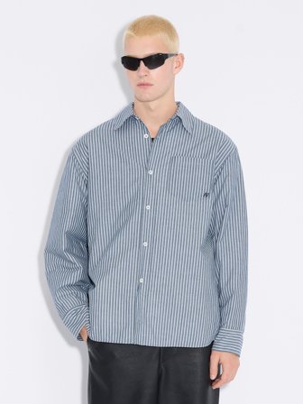 Holzweiler - Powder Padded Shirt - Blue Stripe - Mens - Extra Small