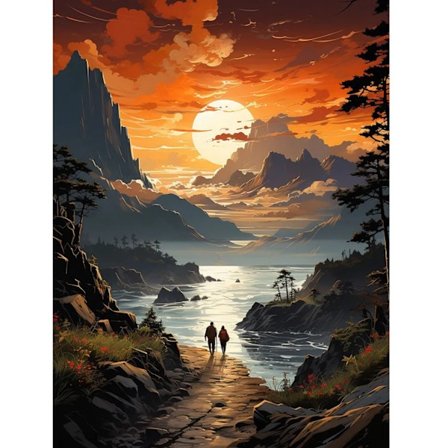 Sunset Fantasy Diamantmålningskit - 5D Full Drill DIY Heminredning Väggkonst
