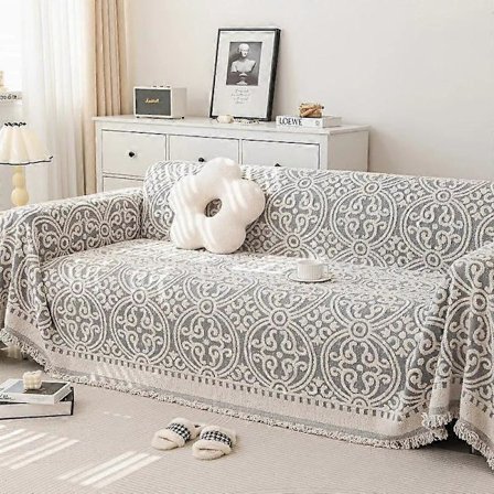 Sofa Håndkle i Chenille Jacquard Inkludert Deksel Klut Håndkle Anti-Katt Ripe Sofa Deksel Støv Klut Husholdnings Sofa Beskyttelsesdeksel