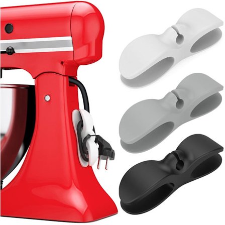 Kabelklemmer Pakke med 3 silikonkabelorganisatorer Selvklebende organisatorer for små apparater Sikrer ledninger til apparater, blendere, 