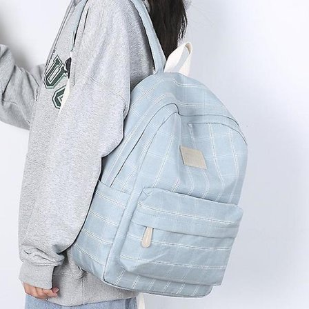 Fashionabel Tjej College Skolväska Casual Ny Enkel Dam Ryggsäck Randig Bokväska För Tonårs Rese Axelväska Rucksack ljusblå ONE SIZE