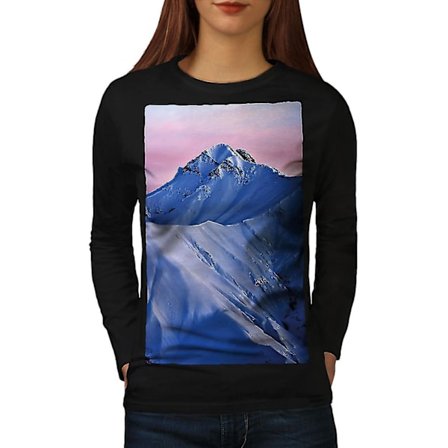 Mountain Range Women Blacklong Sleeve T-shirt
