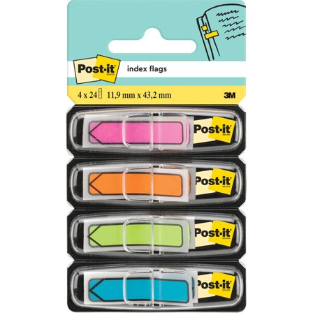 3M Post-it Indeksfaner Pil 11,9×43,2 mm 4 neonfarver