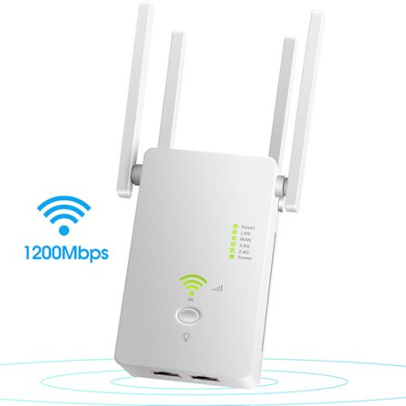 wifi-forlenger, trådløs wifi-signalforsterker 1200MMbps Dual-band Wi-Fi-booster (hvit)